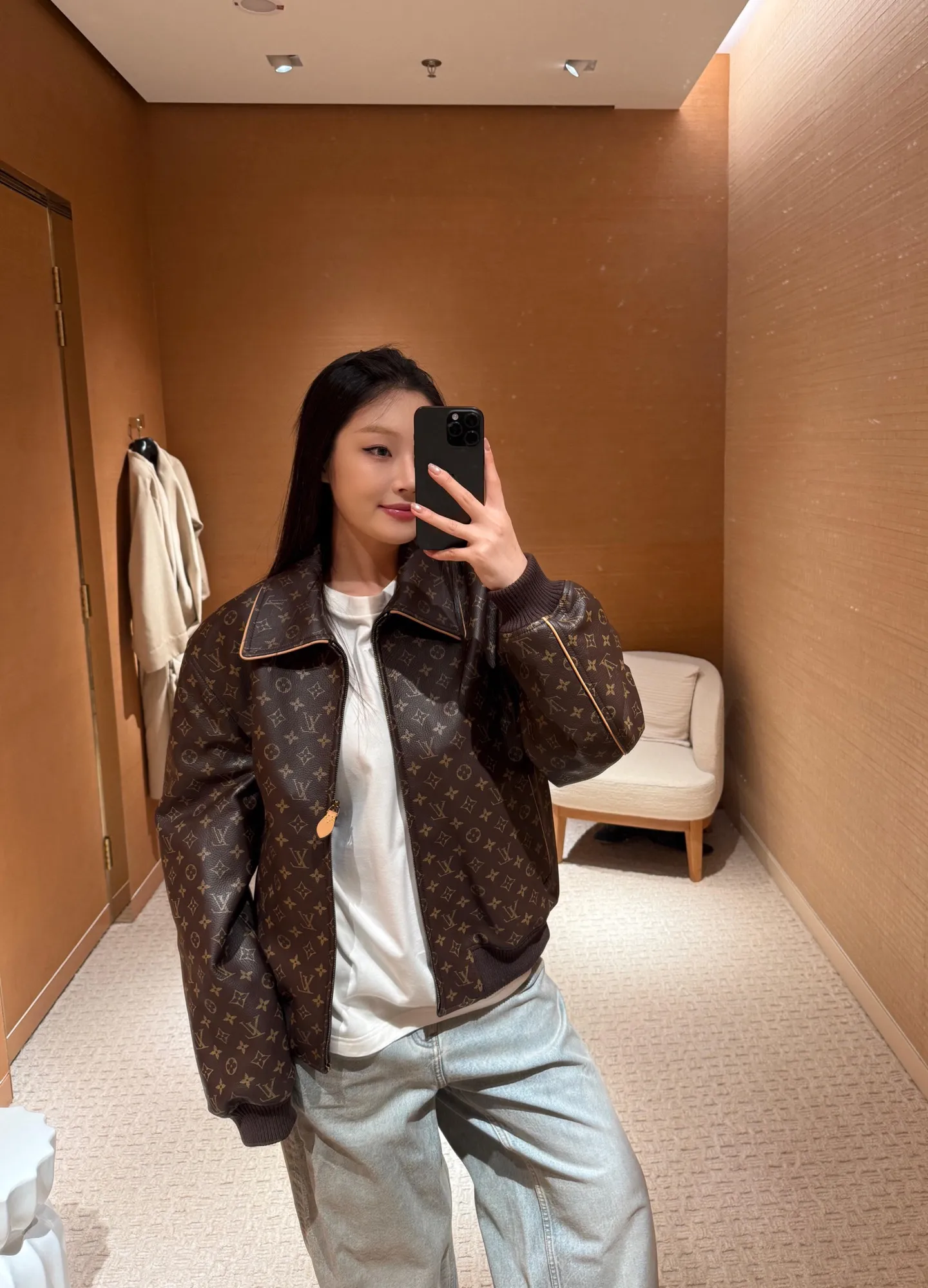 Louis Vuitton/Louis Vuitton old flower printed leather jacket